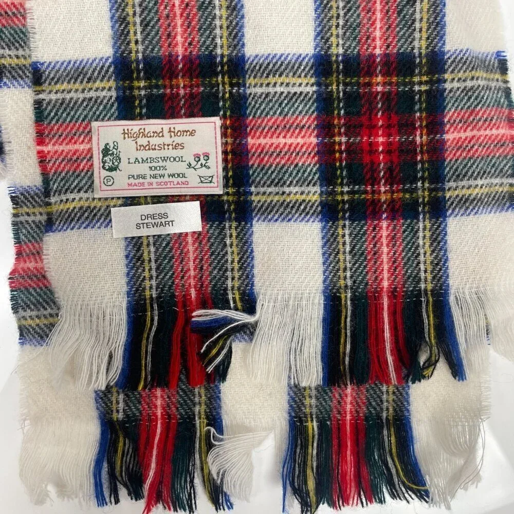 Highland Home Lambswool Vintage 100% Wool Plaid Scarf